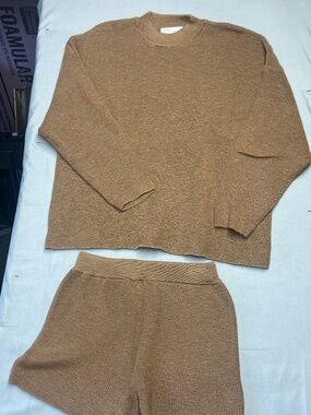 Zenana brown knit long sleeve set